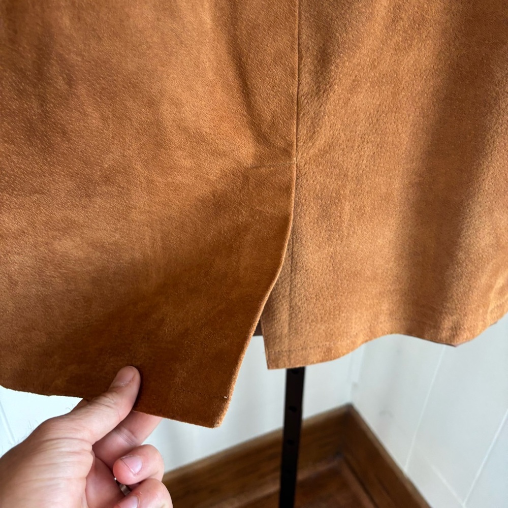 Cayenne Leather Women’s 12 Brown Boho Western Skirt 28x22 NWT Vintage Deadstock - Picture 4 of 16
